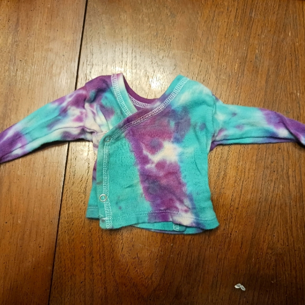 Hand tie-dyed 0-3 month 100% cotton shirt